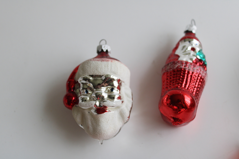 photo of old world style vintage hand blown glass Christmas ornaments, all different Santas  #6