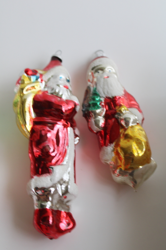 photo of old world style vintage hand blown glass Christmas ornaments, all different Santas  #7