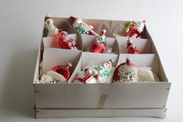 catalog photo of old world style vintage hand blown glass Christmas ornaments, all different Santas 