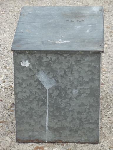 photo of old zinc galvanized metal milk box, vintage porch box for milk bottles #3