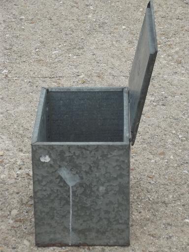 photo of old zinc galvanized metal milk box, vintage porch box for milk bottles #4