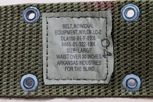 photo of olive drab army belts & ammunition bandolier, Vietnam vintage bandolier, US Army equipment belts #5