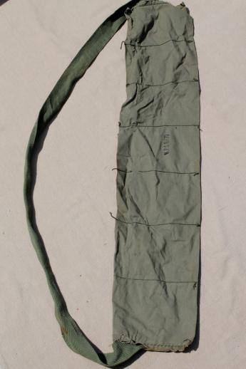 photo of olive drab army belts & ammunition bandolier, Vietnam vintage bandolier, US Army equipment belts #8