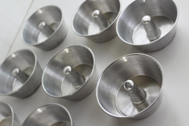 photo of one dozen mini cake pans, vintage aluminum bakeware for baking individual cakes #3