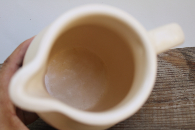 photo of one quart stoneware pitcher w/ blue bands, vintage Robinson Ransbottom pottery  #2