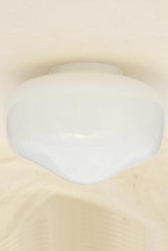 catalog photo of opalescent white glass schoolhouse shade, vintage replacement shade for pendant light 