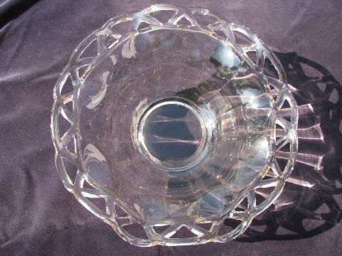 photo of open lace edge pattern vintage Imperial Crocheted Crystal glass fruit bowl #2