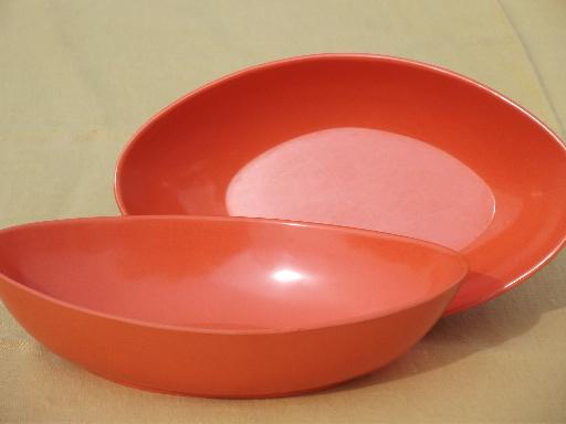photo of orange autumn leaf print melmac dinnerware set for 12, retro 60s vintage #6