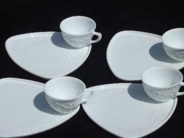 catalog photo of orange blossom pattern vintage snack sets, vitrock style milk glass