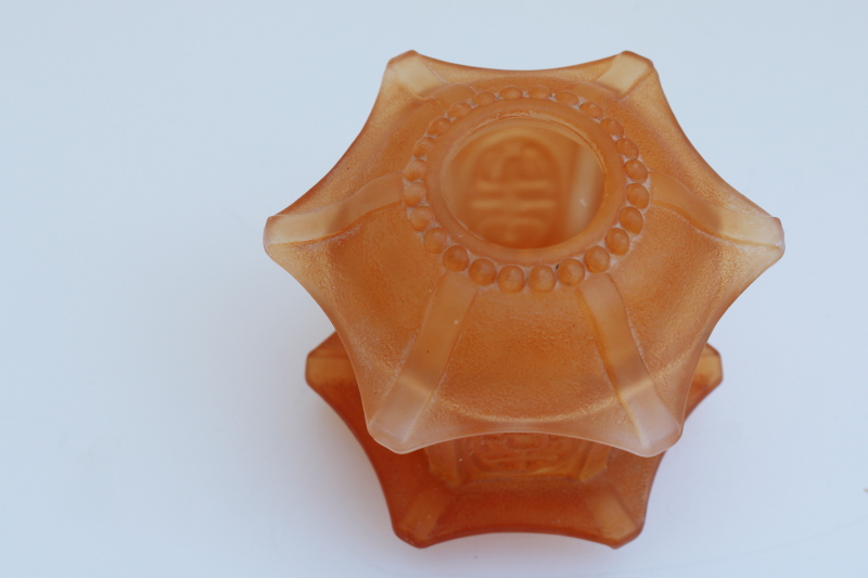 photo of orange satin glass Pagoda fairy light, vintage Imperial glass lantern shape candle lamp  #2