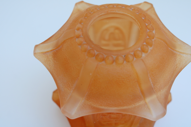 photo of orange satin glass Pagoda fairy light, vintage Imperial glass lantern shape candle lamp  #3