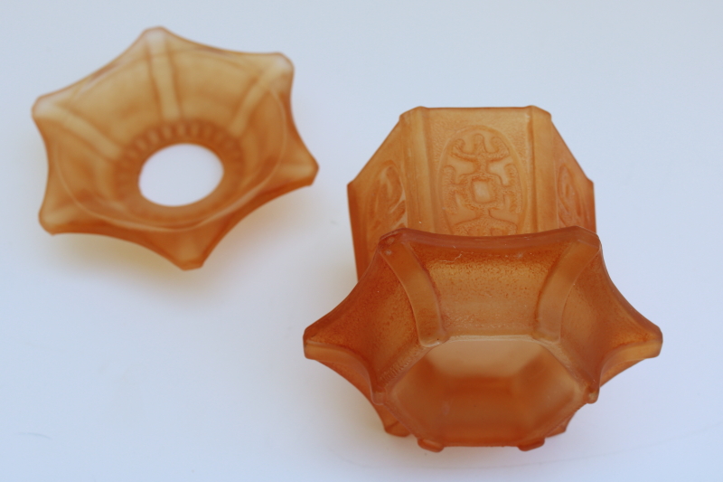 photo of orange satin glass Pagoda fairy light, vintage Imperial glass lantern shape candle lamp  #5