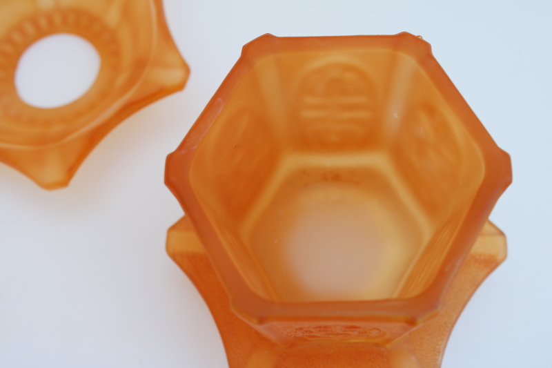 photo of orange satin glass Pagoda fairy light, vintage Imperial glass lantern shape candle lamp  #6