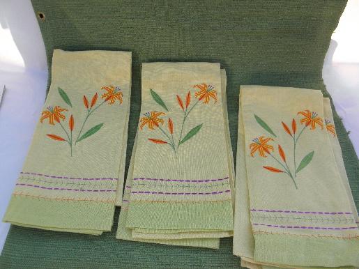 photo of orange tiger lilies set of 6 never used TAG cotton dish/kitchen towels #1