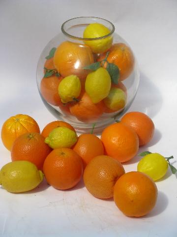 photo of oranges and lemons, lot assorted faux fruit, artificial fruit for display #1