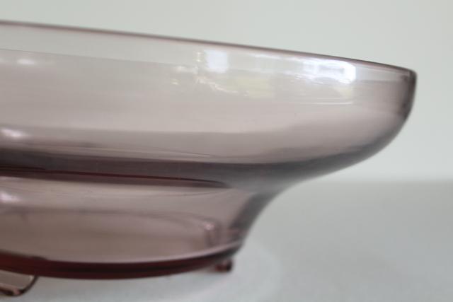 photo of orchid lavender glass vintage Fostoria bowl, footed centerpiece plain without etch #3