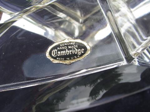 photo of original Cambridge label, vintage art deco square pattern divided bowl #3