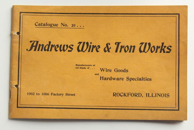 photo of original antique wire work catalog circa 1900, engravings Victorian vintage housewares #1