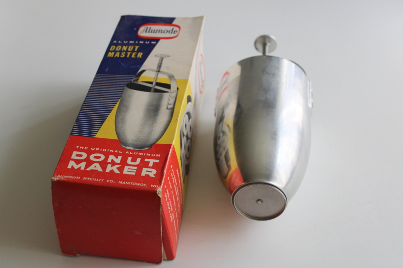 photo of original box vintage Alumode Donut Maker all metal doughnut dropper never used  #1