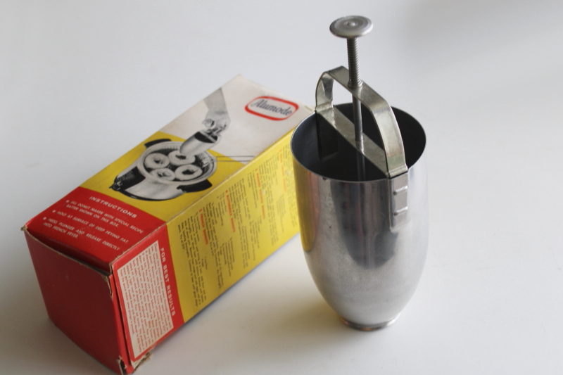 photo of original box vintage Alumode Donut Maker all metal doughnut dropper never used  #2