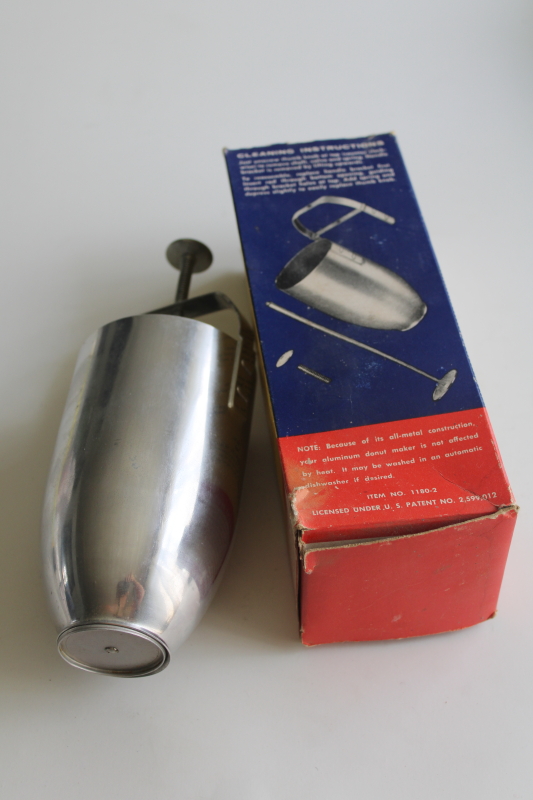 photo of original box vintage Alumode Donut Maker all metal doughnut dropper never used  #3