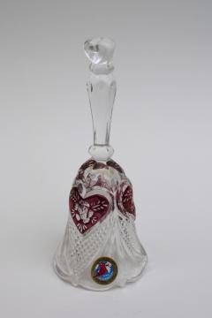 catalog photo of original label vintage Hofbauer hearts lead crystal bell w/ ruby stain