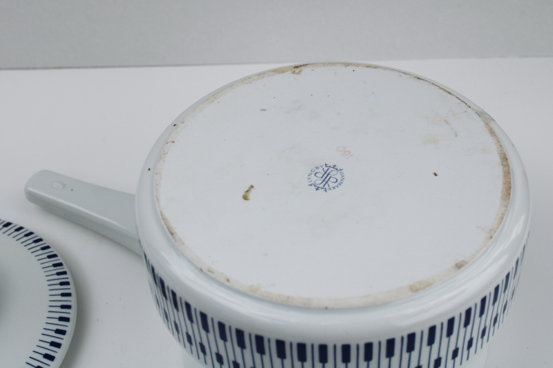 photo of original labels Lyngby Denmark Tangent blue & white kitchenware porcelain Danish modern vintage #7