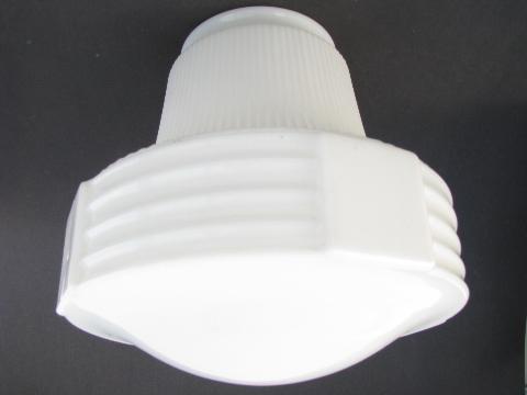 photo of original old white glass ceiling light shade, 1930's deco vintage #1