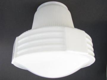 catalog photo of original old white glass ceiling light shade, 1930's deco vintage