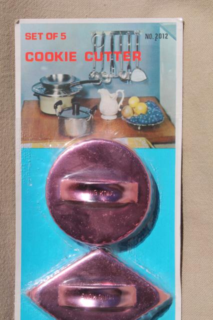 photo of original packaging vintage pink copper aluminum cookie cutters & gem jewels shaped jello molds #5