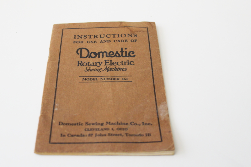 photo of original vintage manual w/ instructions, antique sewing machine Domestic 151  #1