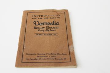 original vintage manual w/ instructions, antique sewing machine Domestic 151 