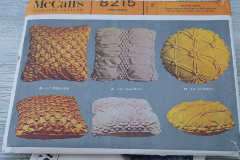 photo of original vintage sewing patterns, retro boudoir pillows pleated texture, flower petal cushions #4