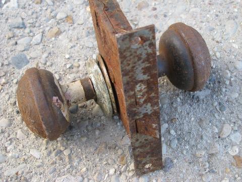 photo of ornate antique Arts and Crafts vintage door hardware, doorknobs & plates #5