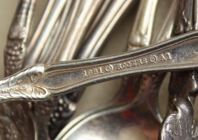 photo of ornate antique silver plate flatware, 1910 vintage La Concorde grapes pattern silverware #9