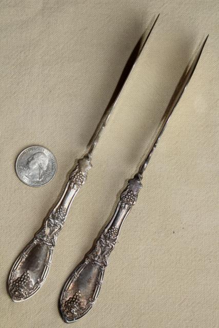 photo of ornate antique silver plate flatware, 1910 vintage La Concorde grapes pattern silverware #13