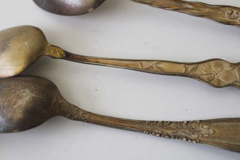 photo of ornate antique sterling silver spoons, mismatched teaspoons sugar spoons 1800s Victorian #8