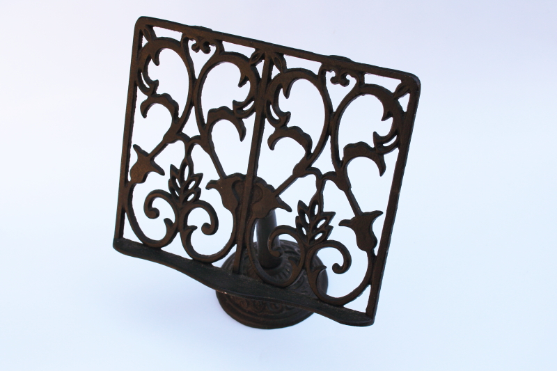 photo of ornate cast iron book stand or art easel, library reading stand or music holder #1