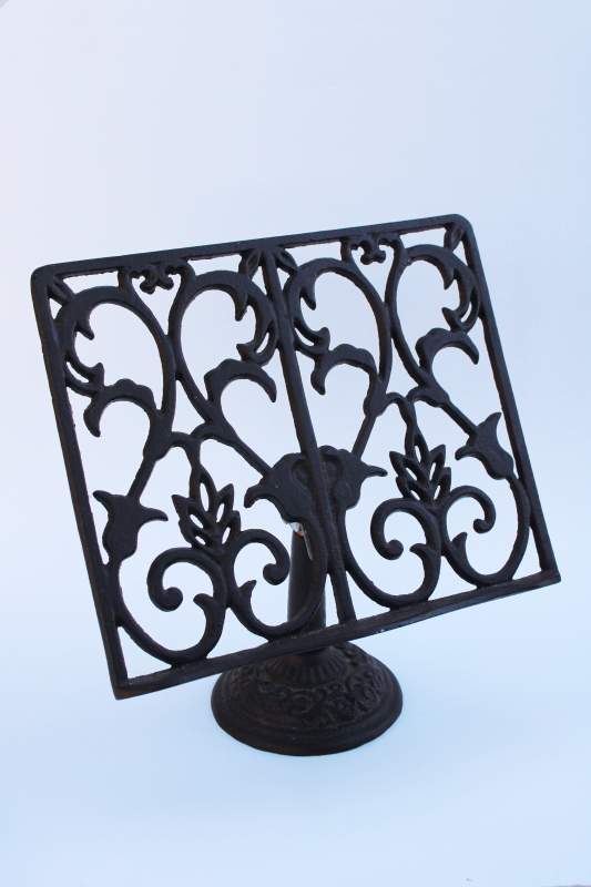 photo of ornate cast iron book stand or art easel, library reading stand or music holder #4