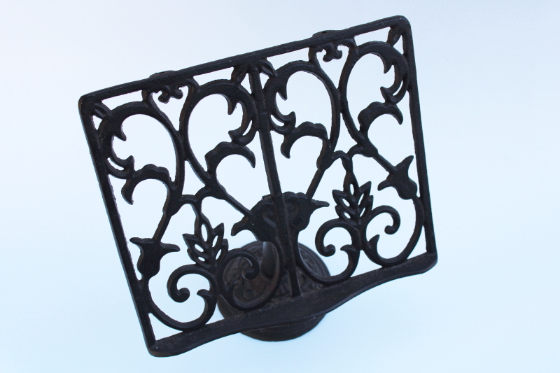 photo of ornate cast iron book stand or art easel, library reading stand or music holder #5
