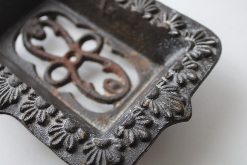 photo of ornate cast iron soap dish for kitchen or garden sink, rustic french country modern farmhouse style  #3