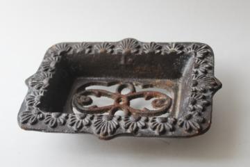 ornate cast iron soap dish for kitchen or garden sink, rustic french country modern farmhouse style 