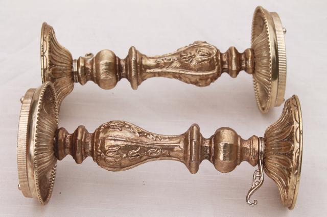 photo of ornate cast metal candlesticks, vintage candle holders w/ antique gold finish #9