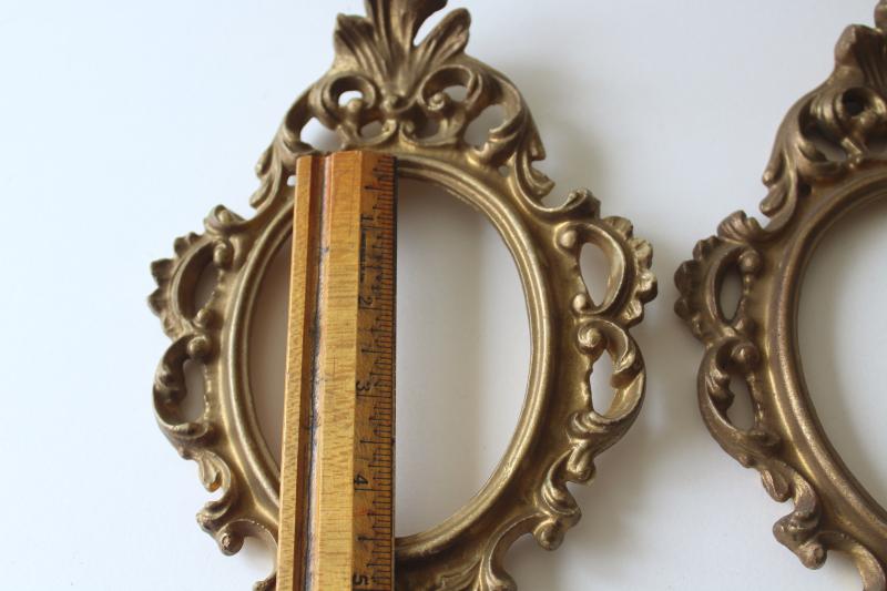 photo of ornate french country style vintage gold plastic picture frames, trio of empty frames #5
