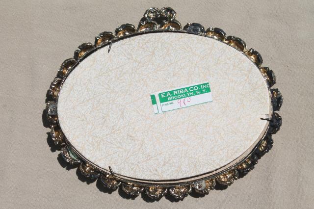 photo of ornate gold Italian baroque frame w/ oval convex bubble glass & charming vintage pastoral print #5