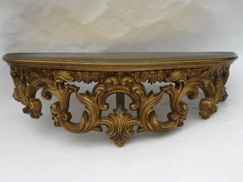 photo of ornate gold mirror, wall sconces, bracket shelf, cinderella french country style #4