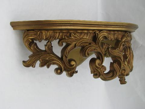 photo of ornate gold mirror, wall sconces, bracket shelf, cinderella french country style #5