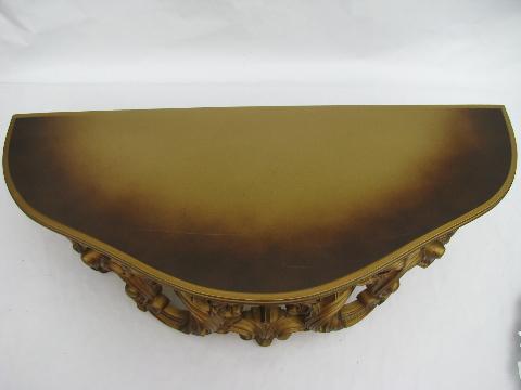 photo of ornate gold mirror, wall sconces, bracket shelf, cinderella french country style #6