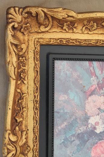 photo of ornate gold rococo plastic picture frames w/ faded vintage floral prints #5