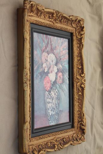 photo of ornate gold rococo plastic picture frames w/ faded vintage floral prints #6